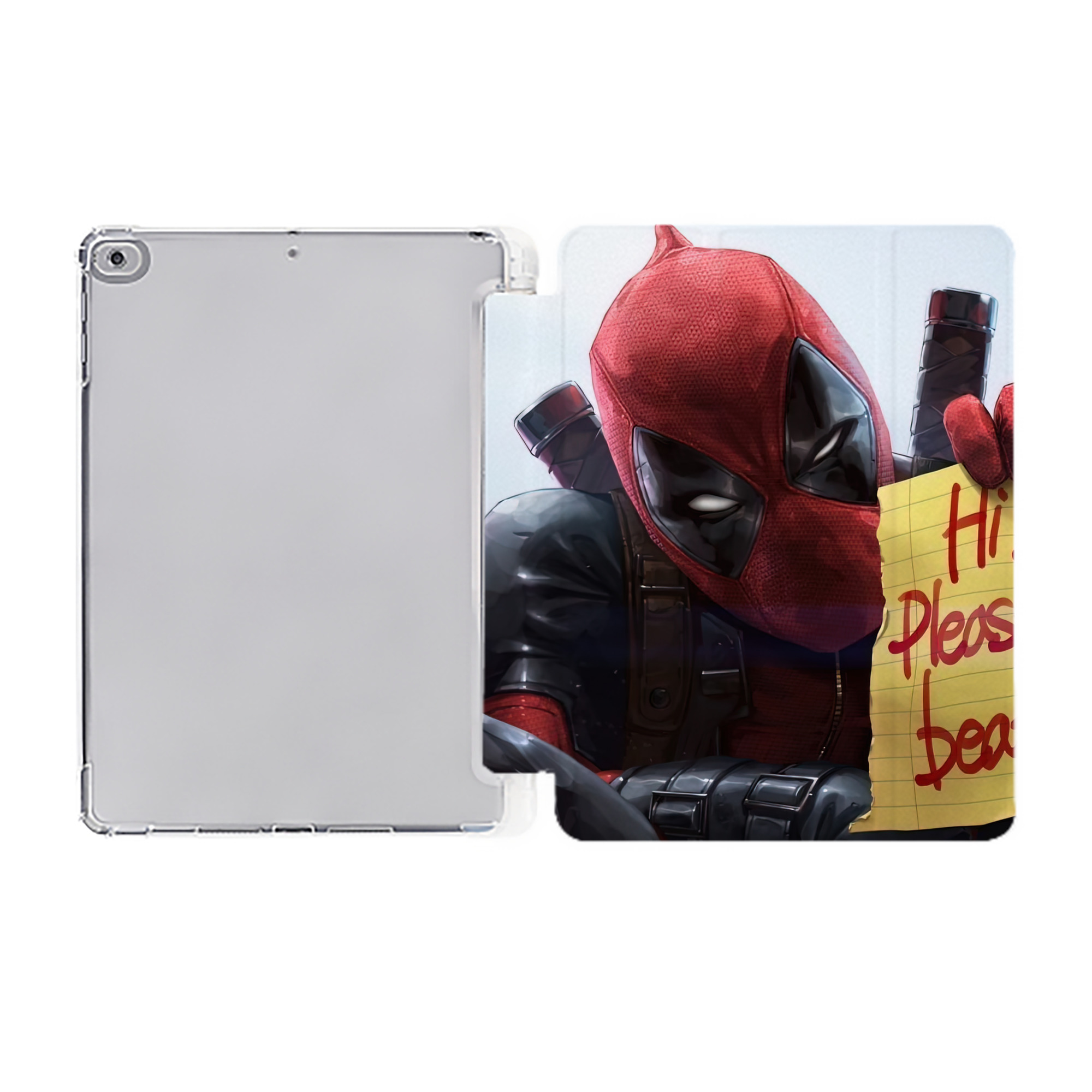 （画像用） Deadpool デッドプール IPad ケース ペン収納付き 三つ折りスタンド PUレザー×シリコン 対応機種9.5/10.5/10.9インチ